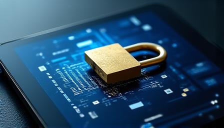 Abstract data protection concept with digital lock